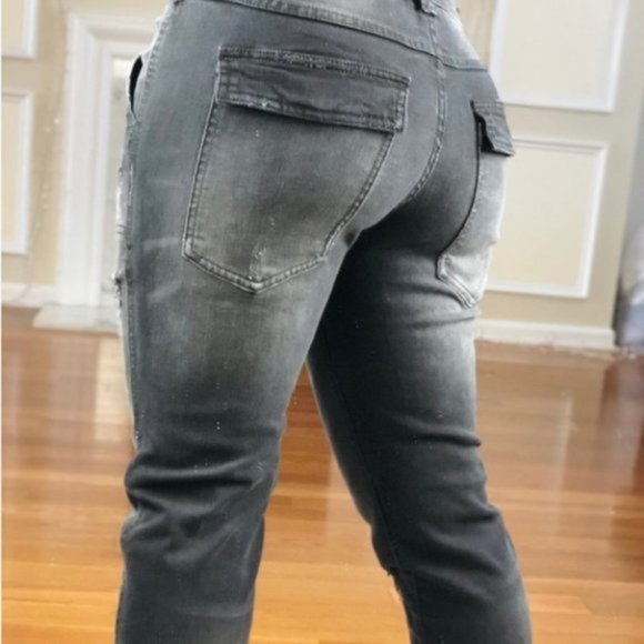 Free People Destroyed Skinny Jeans Black 0 - Picture 6 of 14